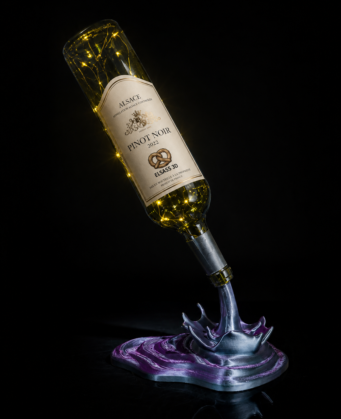 Lampe bouteille effet splash impression 3D Elsass3D
